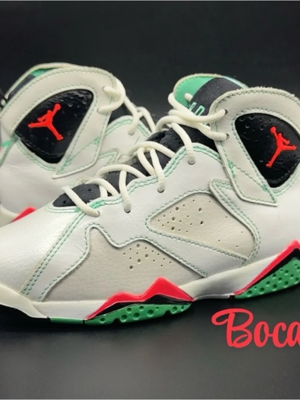 Jordan Air Jordan 7 Retro Unisex Kids size 12c White/Black/Red/Green Leather